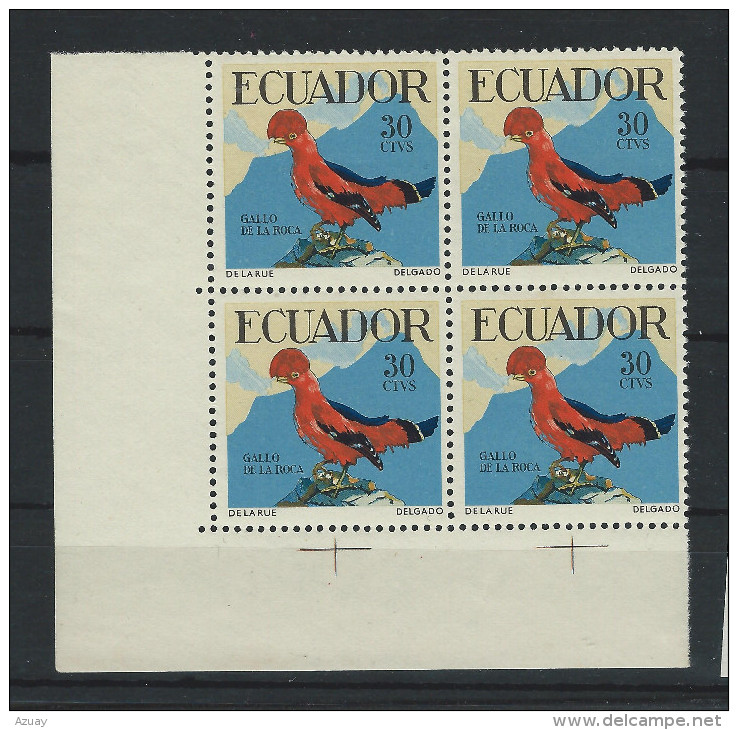 EC - 1958 - 982 - BLOCK OF 4- VÖGEL - BIRDS - PAJAROS - ECUADOR - EQUATEUR - MNH -** - POSTFRISCH - Equateur