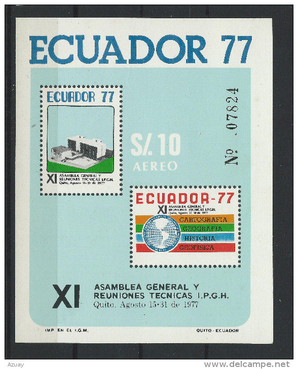 EC - 1977 -BLOCK 74- INSTITUT GEOGRAPHIE UND GESCHICHTE - ECUADOR - EQUATEUR - MNH -** -POSTFRISCH - Equateur