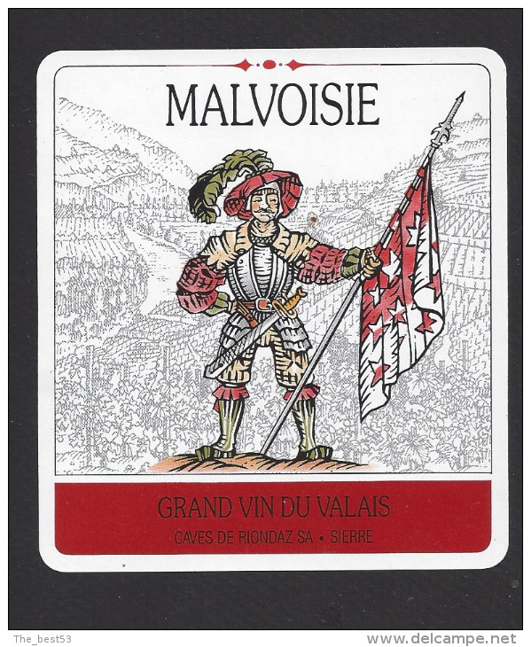 Etiquette De Vin Malvoisie  - Thème Militaire  -  Caves De Riondaz à Sierre  Suisse - Oude Uniformen