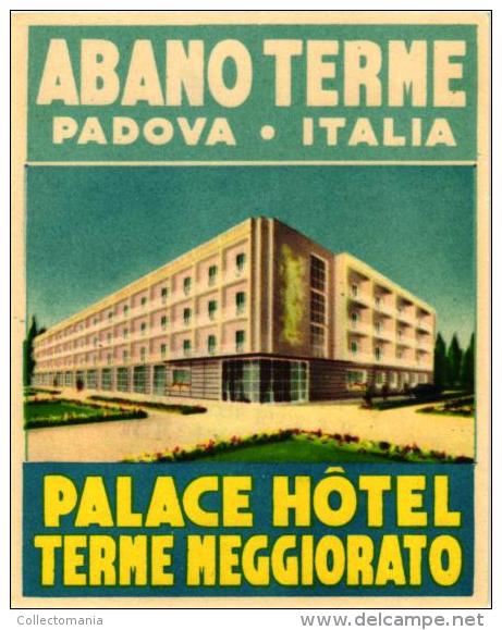 3 HOTEL LABELS ITALY ITALIE  PADOVA PADOUA PADOUE PALACE HOTEL STORIONE  REGINA - Hotel Labels