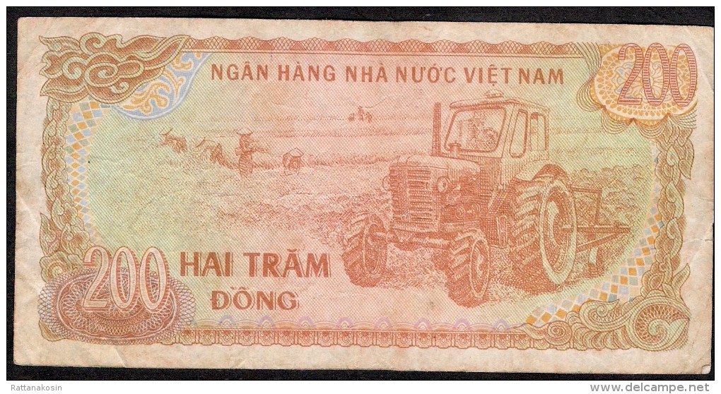 VIETNAM  P100b  200  DONG   1987 Large Serial # Digits FINE NO P.h. ! - Viêt-Nam