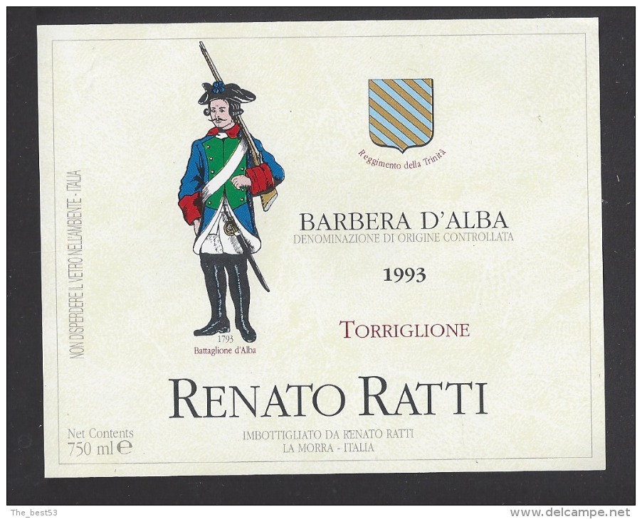 Etiquette De Vin Barbera D´Alba 1993 - Bataillon D´Alba 1793 - Thème Militaire - Renato Ratti à La Morra Italie - Antique Uniforms