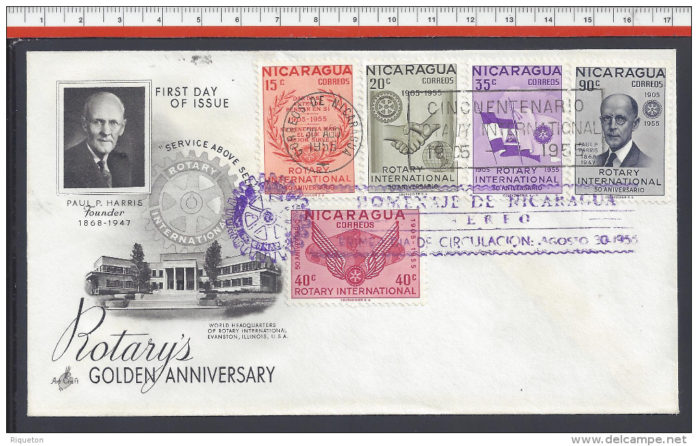 NICARAGUA - 1955 -  FIRST DAY OF ISSUE  " ROTARY INTERNATIONAL " - - Nicaragua