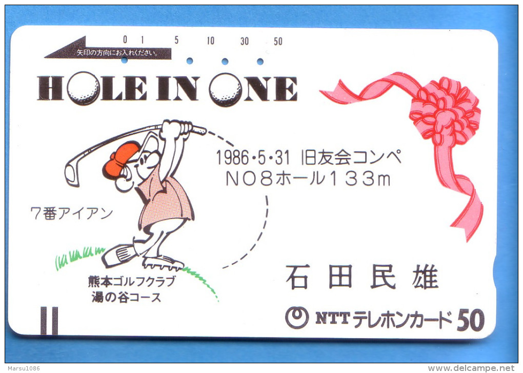 Japan Japon Telefonkarte Phonecard Télécarte Barcode Balken Front Bar Nr. 110 - 009 Sport Golf  Hole In One - Sport