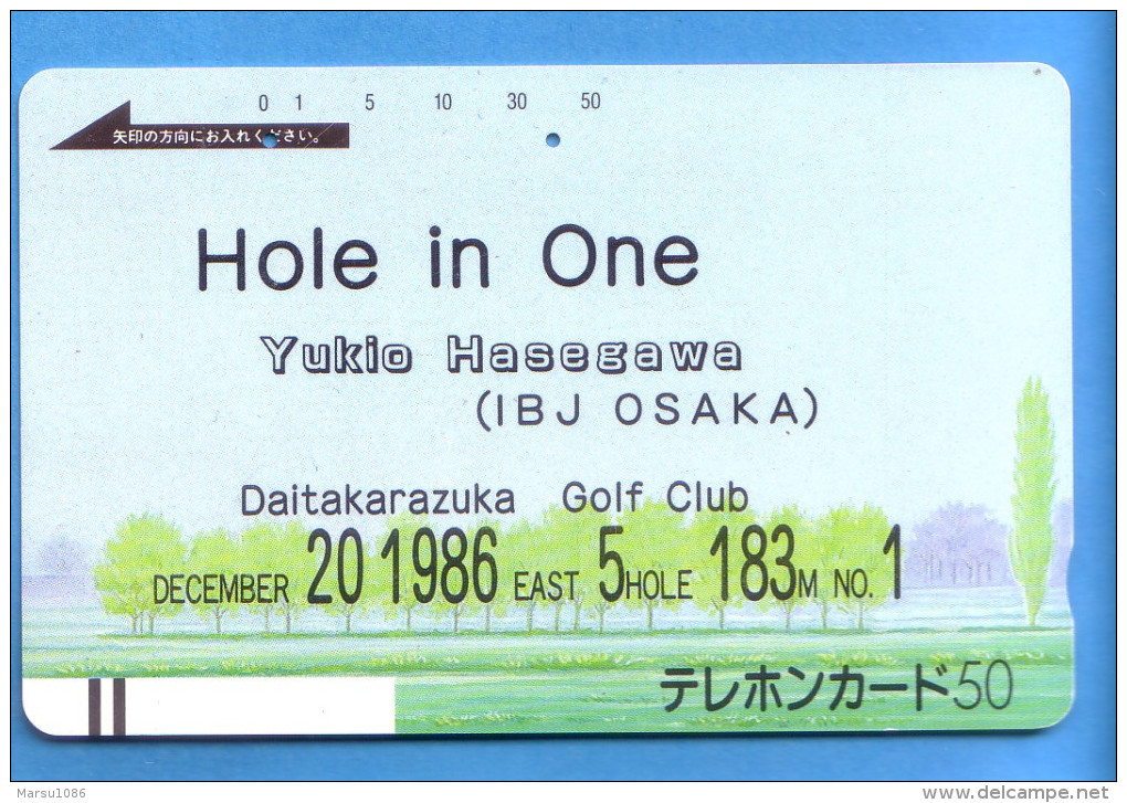 Japan Japon Telefonkarte Phonecard Télécarte Barcode Balken Front Bar Nr. 110 - 010  Sport Golf  Hole In One - Sport