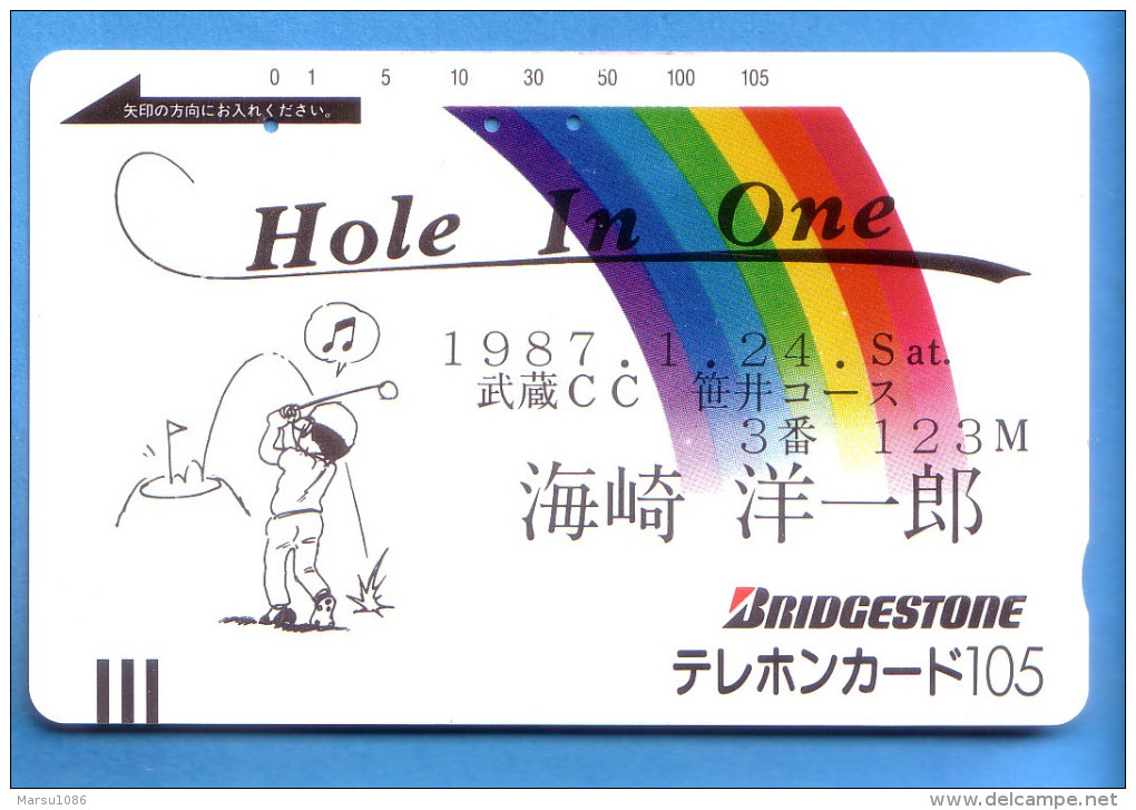 Japan Japon Telefonkarte Phonecard Télécarte Barcode Balken Front Bar Nr. 110 - 4   Bridgestone Sport Golf  Hole In One - Sport