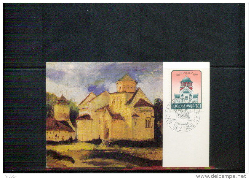 Jugoslawien / Yugoslavia / Yougoslavie 1986 Studenica Monastery Michel 2150 Maximumcard - Klöster