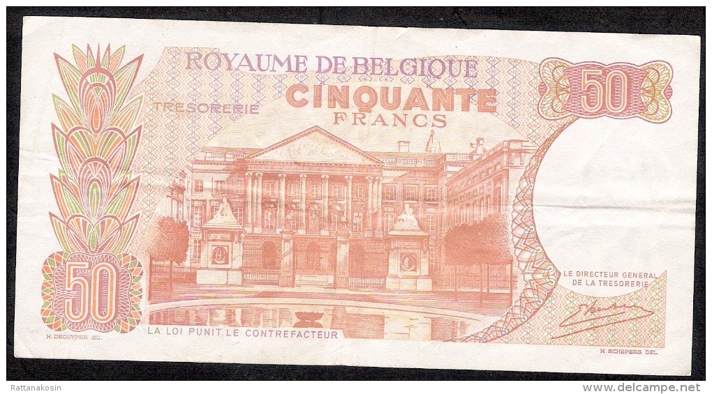 BELGIUM  P139  50  FRANCS   1966    VF - 50 Francs