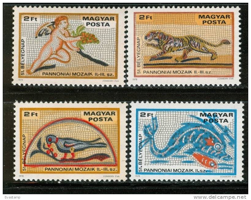 HUNGARY - 1978. Roman Mosaics (Bird,Animal-Tiger,Dolphin)Cpl.Set MNH! Mi:3310-3313. - Ungebraucht