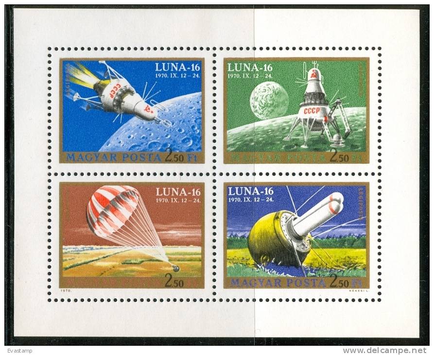 HUNGARY-1971.Souv.Sheet - Luna 16 / Space MNH! Mi:2642-2645. - Ungebraucht