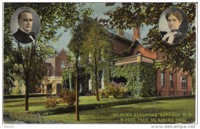 President McKinley Death Milburn Home Buffalo New York, C1900s Vintage Postcard - People