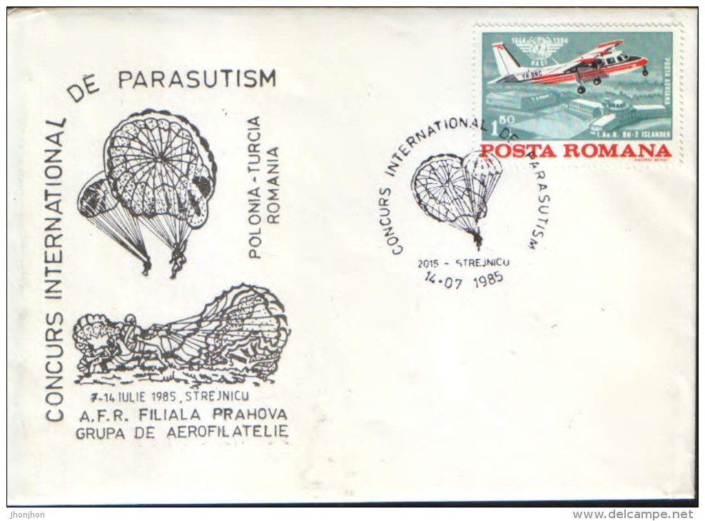 Romania - Occasionally Cover 1985 - International Competition Parachuting Poland-Turkey-Romania - Parachutisme