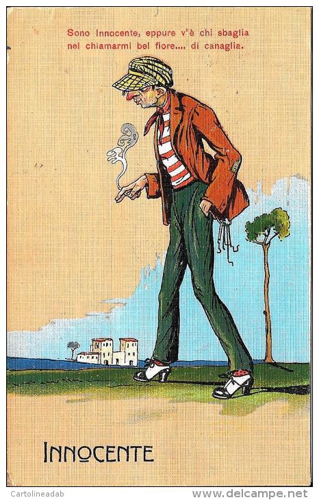 [DC4004] CARTOLINA - HUMOR - INNOCENTE - Viaggiata 1918 - Old Postcard - Humor