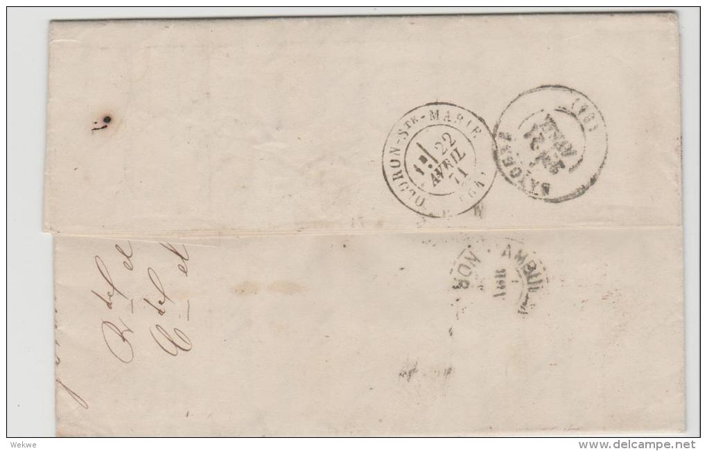 SPK011 /  SPANIEN - Zaragoza - Frankreich 1871 Mit 12 Cuartos Hispania - Briefe U. Dokumente