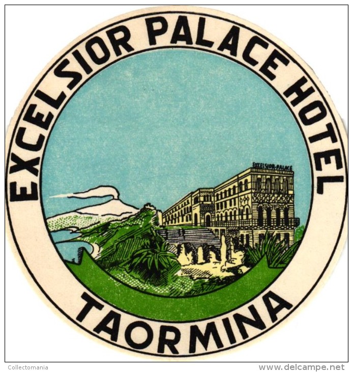 4 Etiquettas   HOTELS Colletion  ITALia  ITALIE  TAORMINA San Dominico Palazzo  Timeo  Excelsior Palace - Hotel Labels