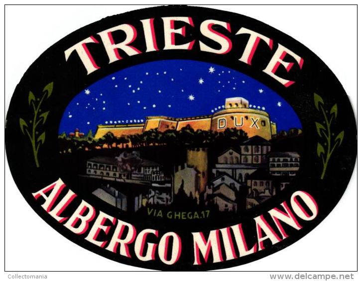 3 HOTEL LABELS ITALY ITALIE   TRIESTE  Albergo Corso Grande Albergo Della Citta Albergo Milano - Hotel Labels