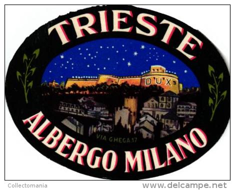 3 HOTEL LABELS ITALY ITALIE   TRIESTE  Albergo Regina  Grand HOTEL De La VIlle  Albergo Milano - Hotel Labels