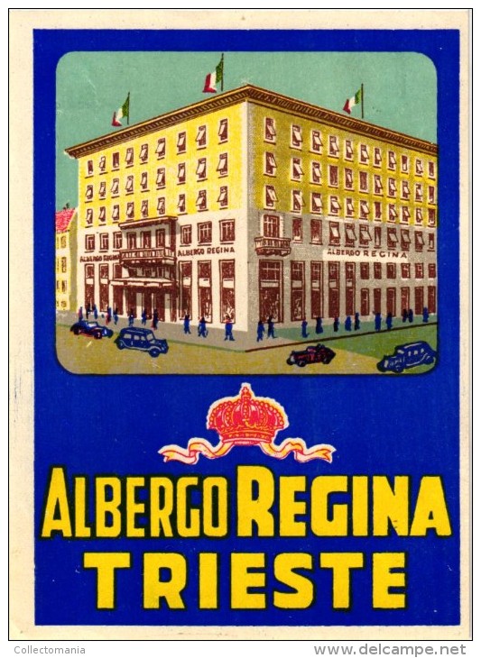 3 HOTEL LABELS ITALY ITALIE   TRIESTE  Albergo Regina  Grand HOTEL De La VIlle  Albergo Milano - Hotel Labels