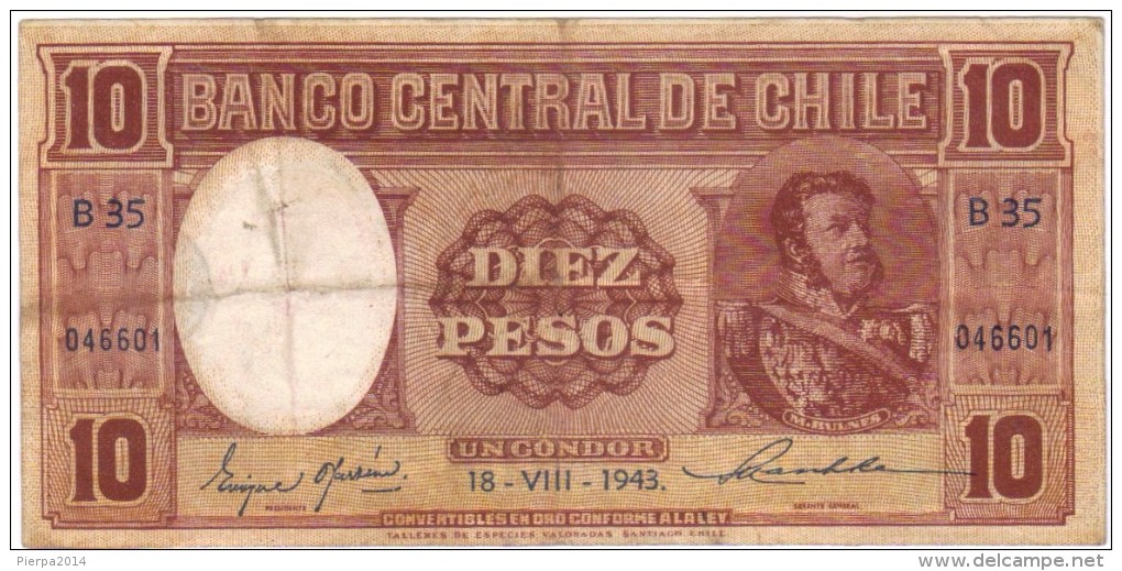 Diez Pesos - Date: 18.08.1943 -  Pick 103 - Chile