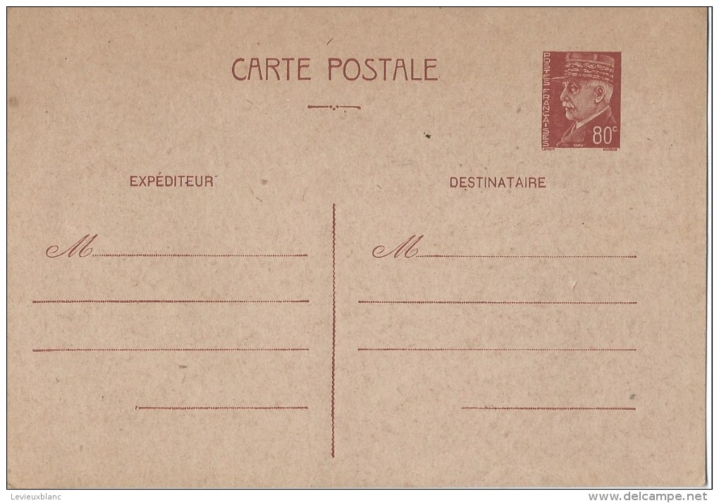 Carte Postale Vierge/Maréchal PETAIN/Timbre Préimprimé 80 Centimes / 1940-1944        TIMB - Autres & Non Classés