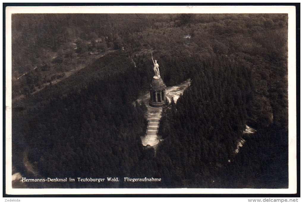 0913 - Alte Foto Ansichtskarte - Hermanns Denkmal Hermannsdenkmal Fliegeraufnahme Luftaufnahme Gel. 1931 - Detmold