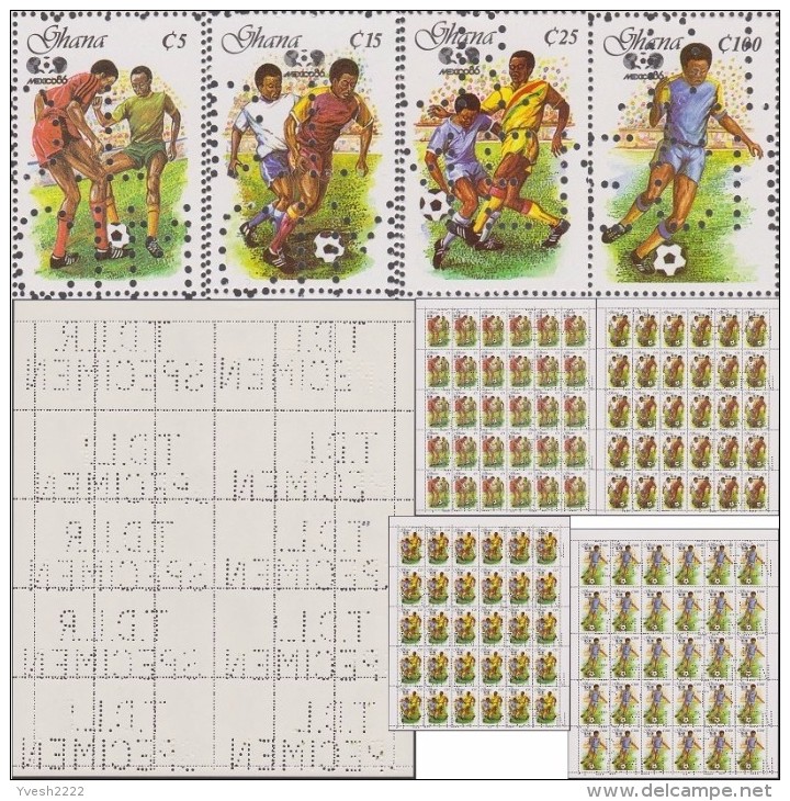 Ghana 1987 Y&T 914/7. Les 4 Feuilles De De 30, Avec Perforations "annulé". Coupe Du Monde De Football Au Mexique - 1986 – Mexico