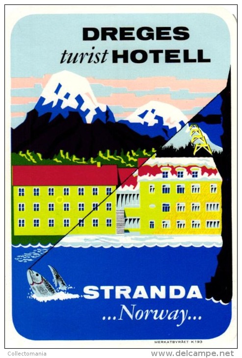 8 HOTEL LABELS NORWAY NORGE NORVEGE MYRDAL STALHEIM FEFOR LOEN MORCEDAL OSLO nice collection