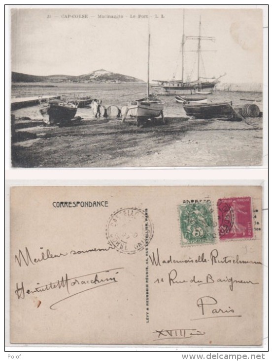 MACINAGGIO - Cap Corse - Le Port - Voilier - Cachet Perlé De CASTELNO DI ROSTINO (Indice 5)   (81646) - Autres & Non Classés
