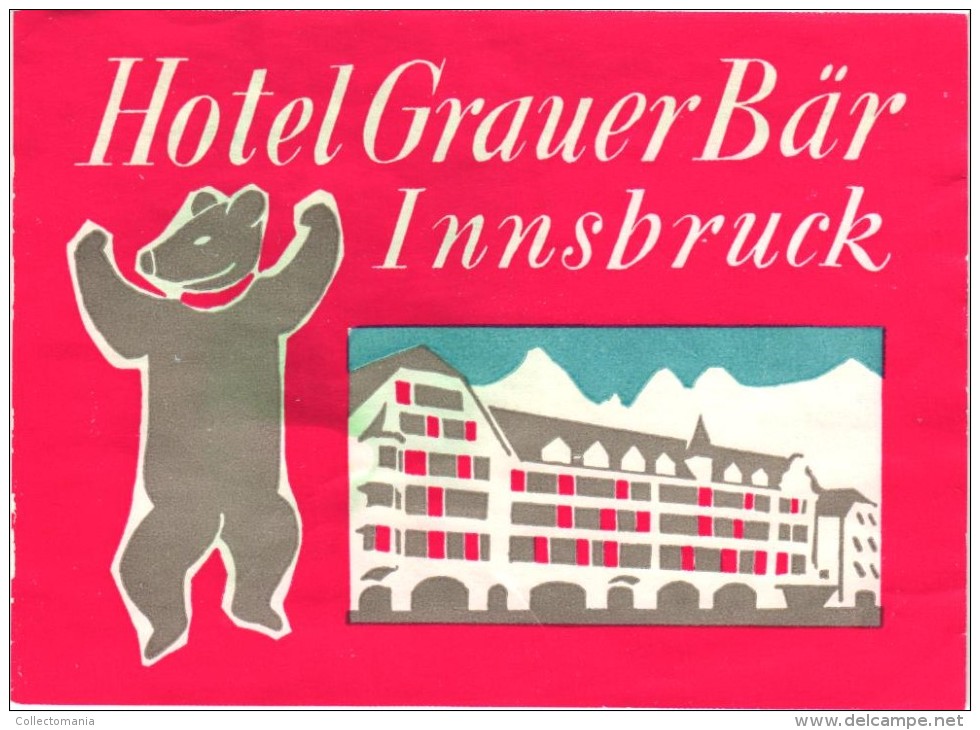 7 HOTEL LABELS AUSTRIA OSTERREICH AUTRICHE  SAND BADGASTEIN SALZBURG INNSBRUCK VILLACH - Hotel Labels