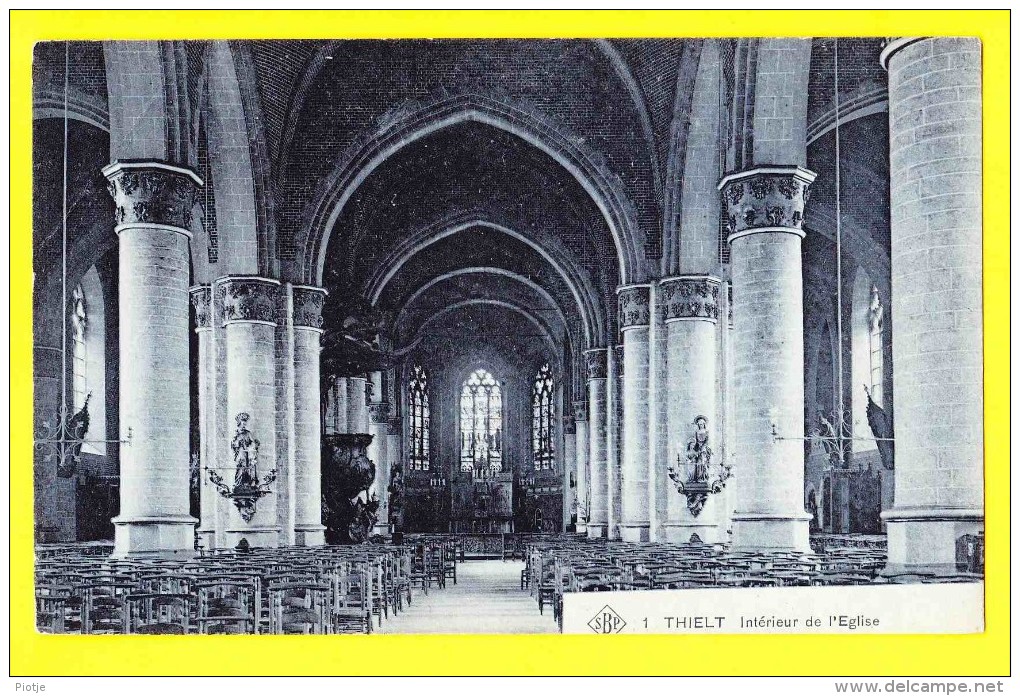 * Tielt - Thielt (West Vlaanderen) * (SBP, Nr 1) Intérieur De L'église, Kerk, Church, Chaire De Vérité, Autel, CPA, Rare - Tielt