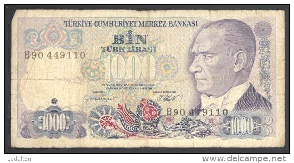 Billet Usé Turquie 1000 Lirasi - Turchia