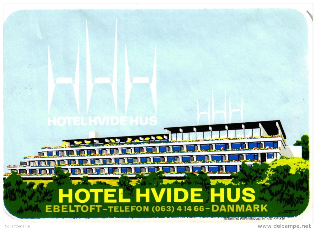 9 HOTEL LABELS DANMARK DANEMARK DENMARK  VIBORG EBELTOFT KOBENHAVN COPENHAGEN AALBORG KOLDING - Hotelaufkleber
