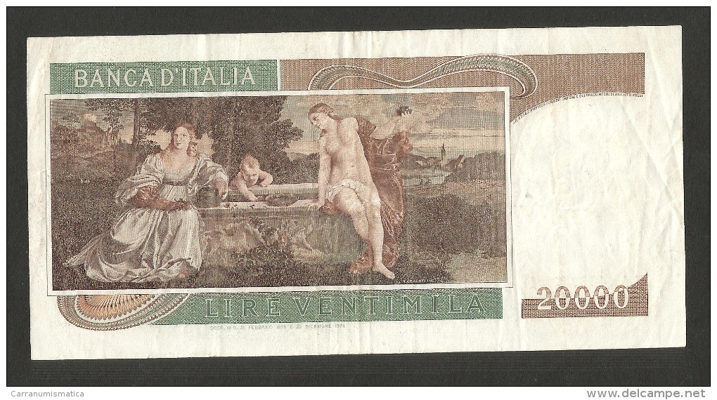 [CC] ITALIA - BANCA D'ITALIA - 20000 Lire TIZIANO (Decr. 21/02/1975 - Firme: Carli / Barbarito) - 20000 Lira