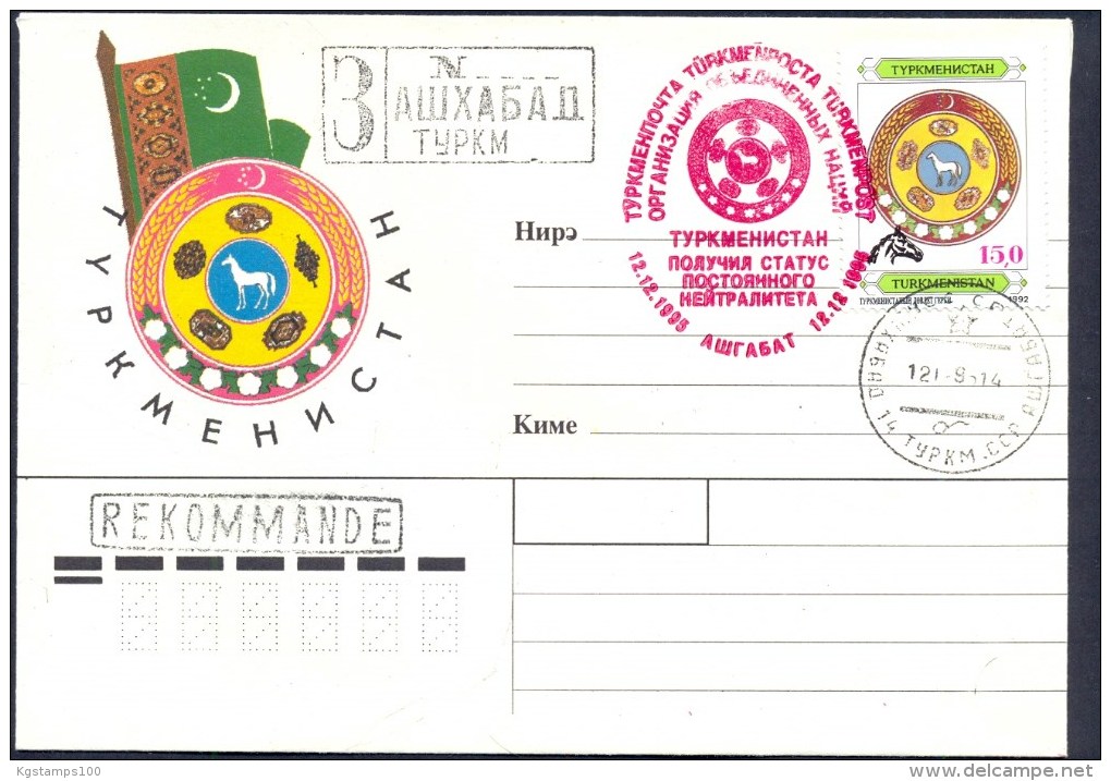 Turkmenistan 1995. Turkmenistan Received The Status Of Permanent Neutrality. COA. Flag. FDC** - Turkmenistan