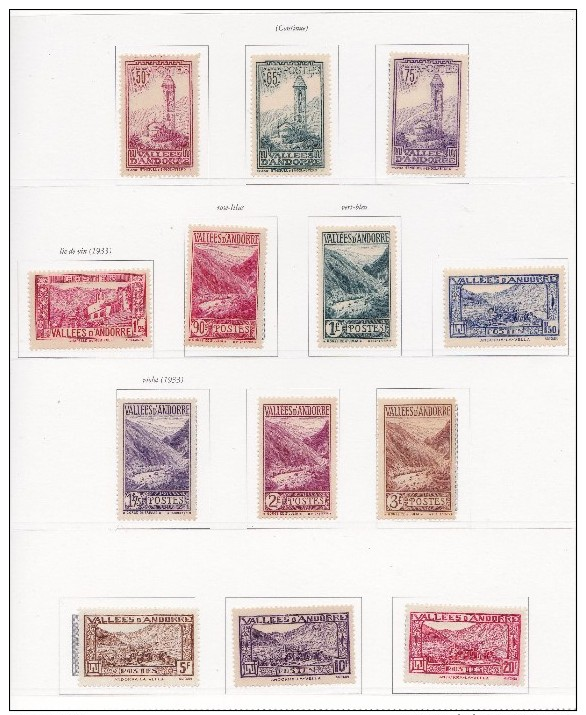 ANDORRE  1932  PAYSAGES 24 A 45 MNH SAUF 29 32 34 MLH Infimes ET SANS LE30  A 2 SCAN - Neufs