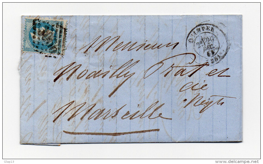 LETTRE DE QUIMPER POUR MARSEILLE DU 29/12/1868 - 1849-1876: Classic Period