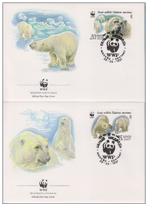 4 FDC Covers Soviet Union  WWF 1987 / Polar Ijsbeer - FDC