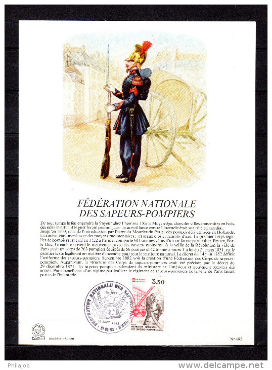 Encart 1er Jour De 1982 " LES SAPEURS-POMPIERS ". N° YT 2233 - Sapeurs-Pompiers