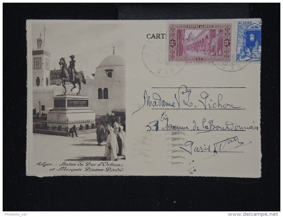 FRANCE - ALGERIE - Carte Lettre Illustrée D 'Alger Pour Paris En 1938 - A Voir - Lot P10741 - Lettres & Documents