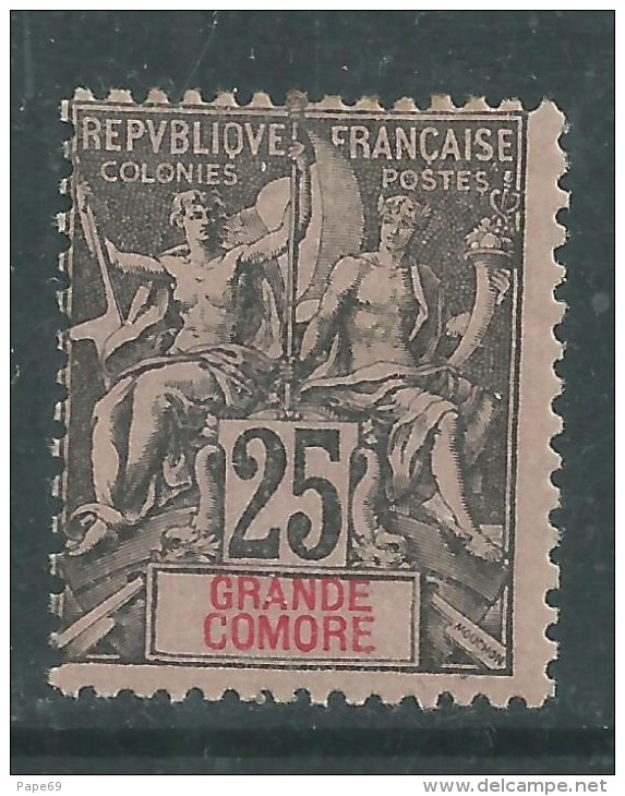 Grande Comore N° 8 X Type Groupe 25 C. Noir Sur Rose,  Trace De Charnière Sinon TB - Other & Unclassified