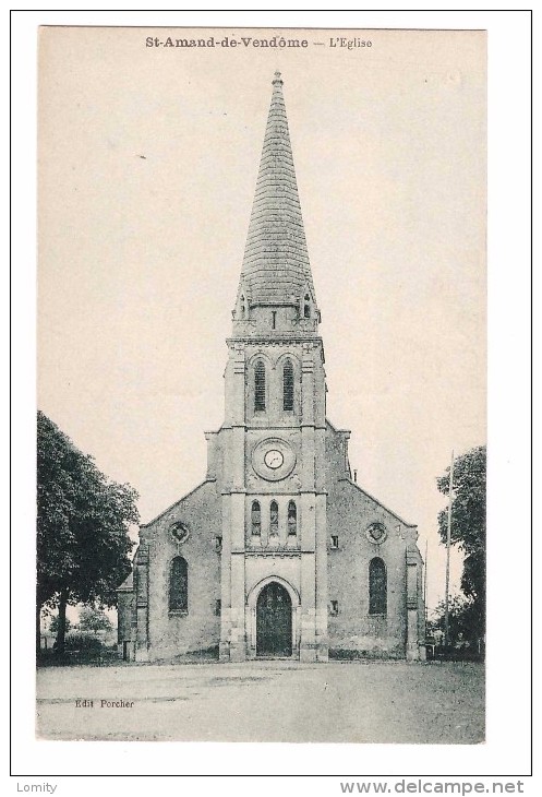 41 Saint Amand De Vendome Longpré Eglise Carte RARE Edit Porcher Carte Non Voyagée - Saint Amand Longpre