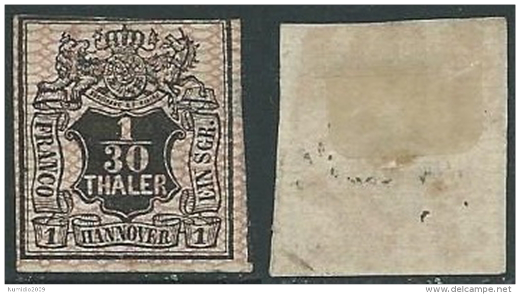 1856-57 GERMANIA ANTICHI STATI HANNOVER STEMMA 1/30 G MH * - W246 - Hannover