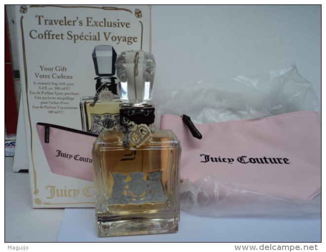 JUICY COUTURE:COFFRET SPECIAL VOYAGE  VAPO EDP 100 ML + POCHETTE      VOIR ET LIRE !! - Miniatures Femmes (avec Boite)