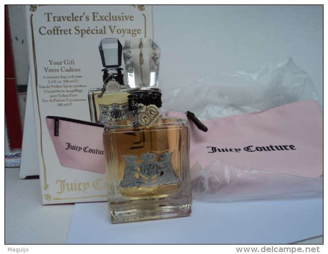 JUICY COUTURE:COFFRET SPECIAL VOYAGE  VAPO EDP 100 ML + POCHETTE      VOIR ET LIRE !! - Miniatures Femmes (avec Boite)