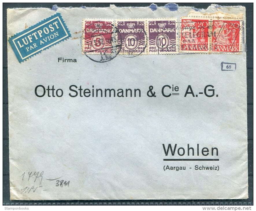 1942 Denmark Copenhagen Censor Airmail Cover - Wohlen Switzerland - Covers & Documents