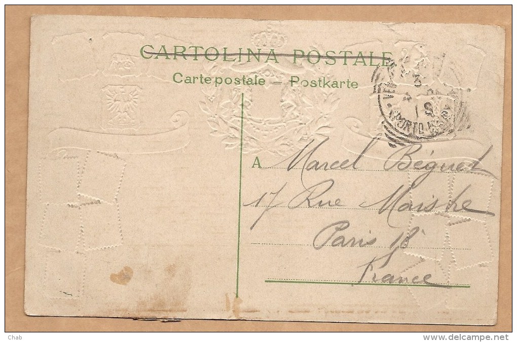 C.P.A Gaufrée - Ventimiglia - Voyagée 1906 - TIMBRES - BLASONS - Imperia