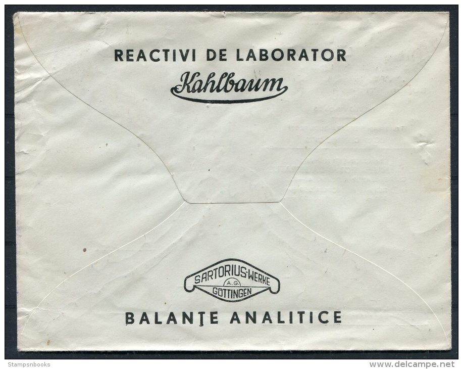 1938 Romania Bucuresti Reorta Chemist Laborator Balante Analitice Gottingen Illustrated Advertising Cover - Jena Germany - Covers & Documents