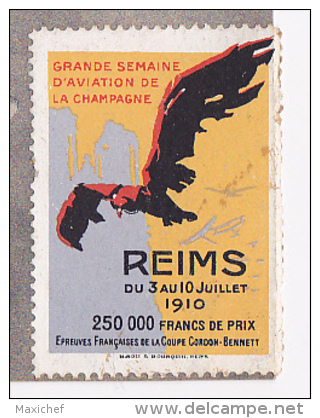 Vignette "Grande Semaine D'Aviation De La Champagne, Reims Du 3 Au 10 Juillet 1910, Sur CP Reims, Circulé 11.07.1910 - Aviación