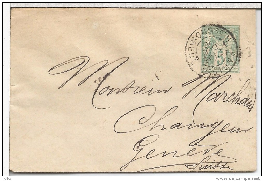 FRANCIA 1890 ENTERO POSTAL PARIS CHOISEUL A GENEVE - Otros & Sin Clasificación