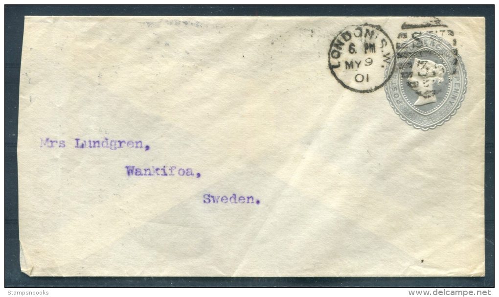 1901 GB QV Stationery Cover London SW Duplex, Dicksee &amp; Co, St James's - Vankieva, Sweden Via Sassnitz - Trellborg F - Other & Unclassified